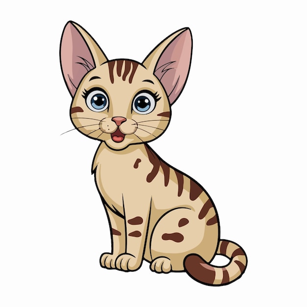 um gato de desenho animado com um rosto preto e branco e uma cauda listrada marrom