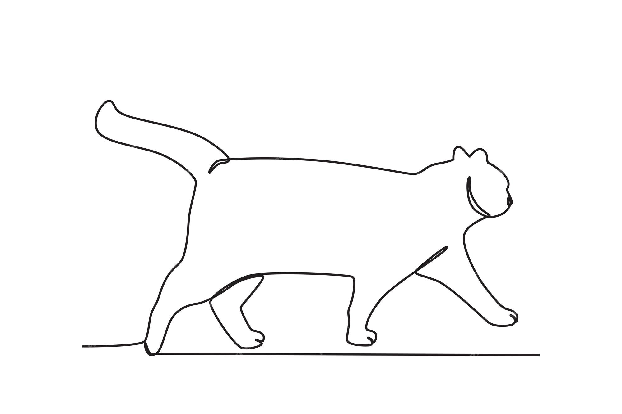 Um gato de estimação anda rápido desenho on-line do dia