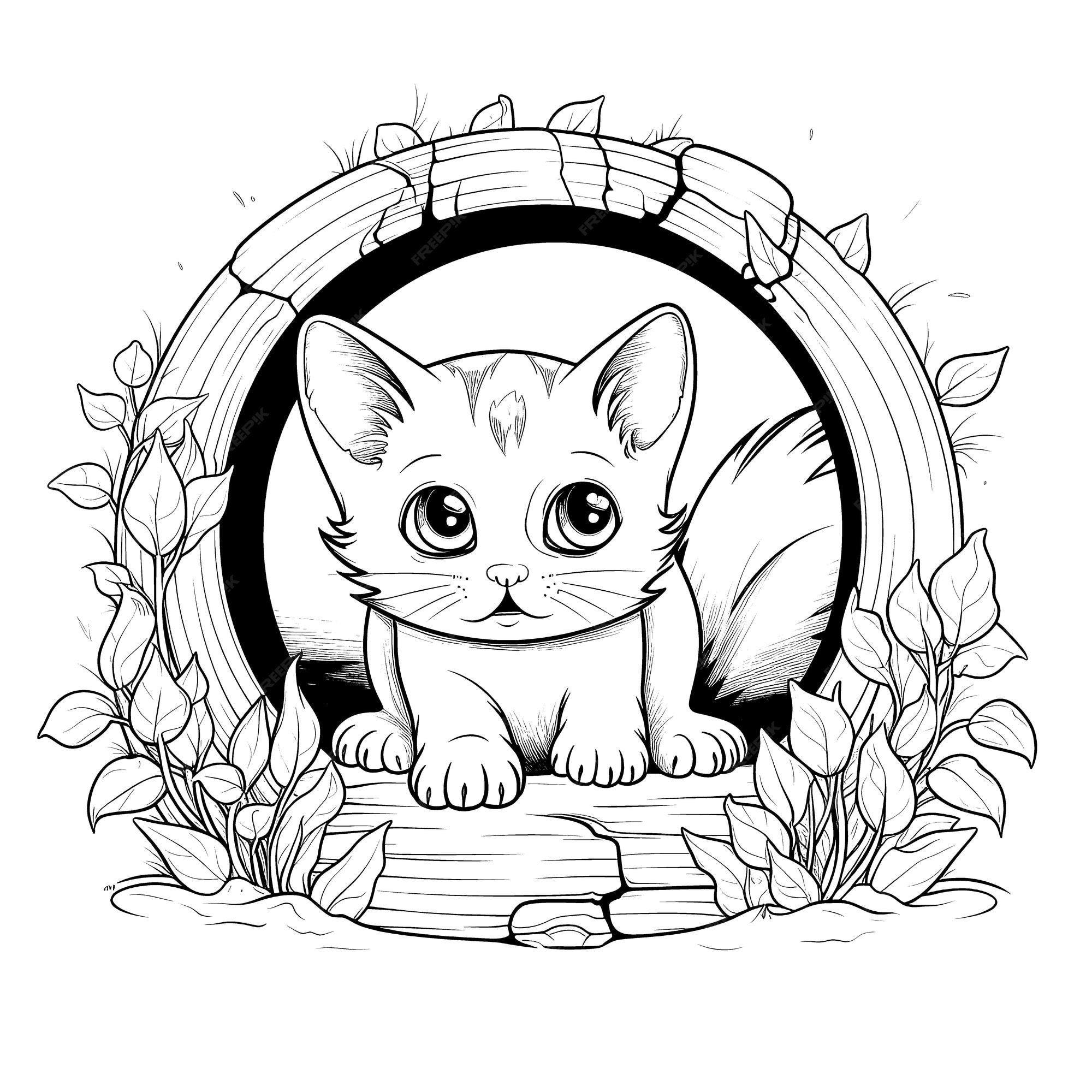 Cópia Do Esboço Do Vetor Com Os Gatos No Espaço Página Do Livro Para Colorir  Ilustração do Vetor - Ilustração de preto, estrela: 90008709