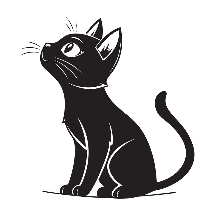 Vetor um gato preto com uma etiqueta que diz "gato de citação"