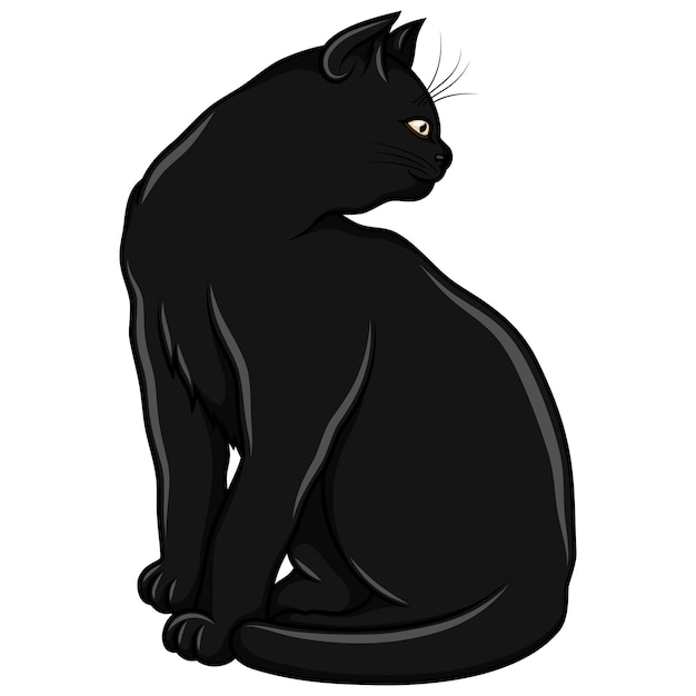 um gato preto raivoso e sombrio está sentado. estilo de desenho animado  plano 7835007 Vetor no Vecteezy