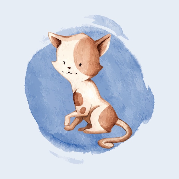 Um gato sentado na grama a ilustração em estilo aquarela é adequada para roupas de decoração de design