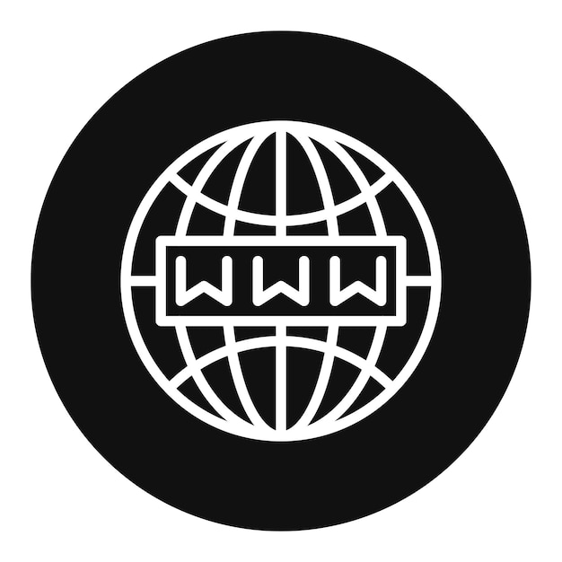 Vetor um globo preto e branco com um logotipo da web nele