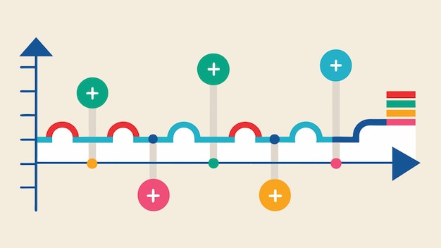 Vetor um gráfico de linha do tempo com setas apontando para cima e para baixo mostrando a importância da adaptabilidade em uma