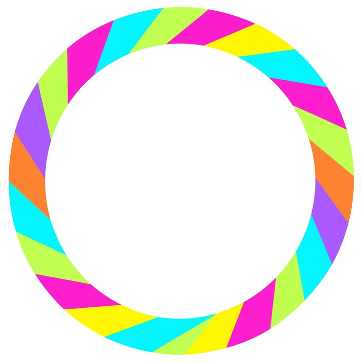 Vetor um gráfico vetorial plano com listras coloridas de arco-íris em forma circular usando uma paleta de cores pastel