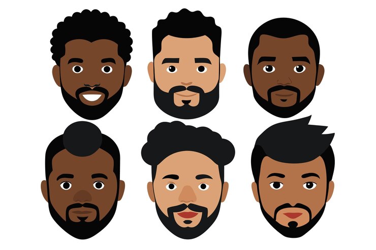 Vetor um grupo de expressões faciais dos homens