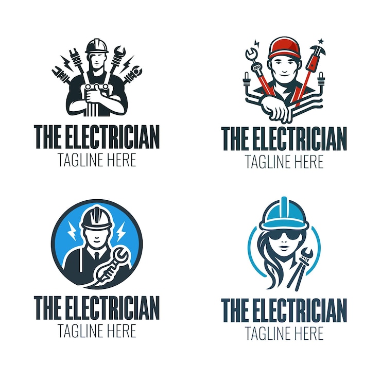 Vetor um grupo de logos para um eletricista
