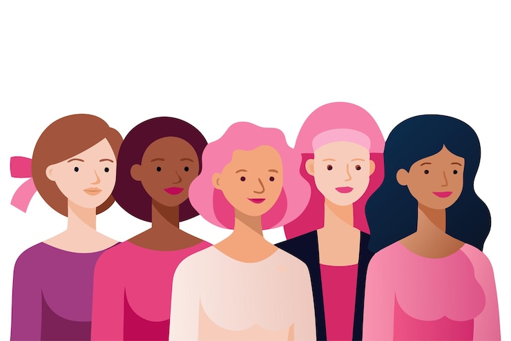 Vetor um grupo de mulheres de várias origens étnicas