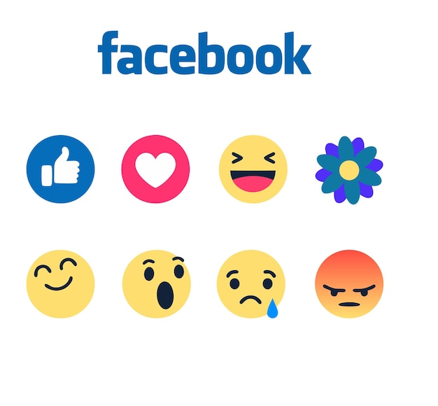 um grupo de rostos diferentes com mensagens diferentes, incluindo um rosto e a palavra Facebook