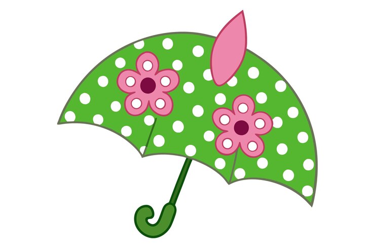 Vetor um guarda-chuva verde com flores nele
