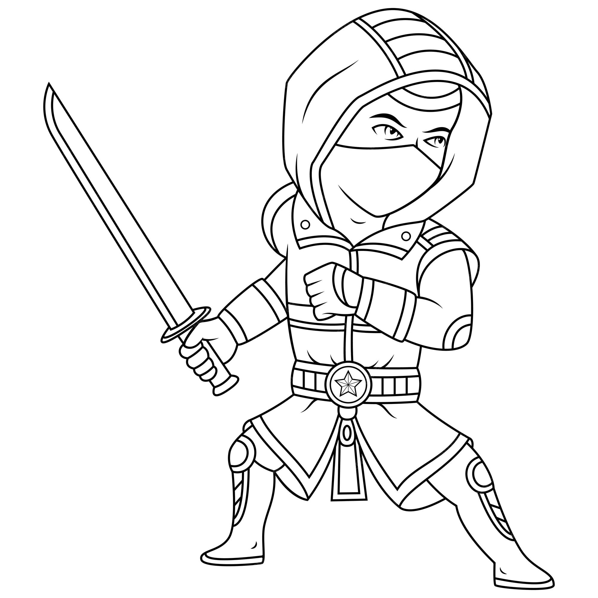 ícone Ninja Branco Sobre Fundo Preto Com Espada E Máscara Vetor PNG ,  Traje, Desenho, Linha Imagem PNG e Vetor Para Download Gratuito