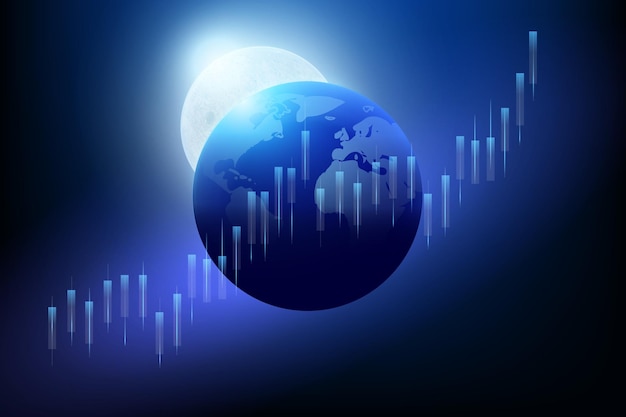 Um holograma de alta tecnologia do planeta Terra na perspectiva da lua