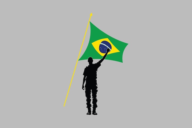 Vetor um homem com a bandeira do brasil bandeira nacional do brasil ilustração vetorial eps