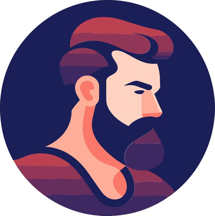 Vetor um homem com barba e uma barba é mostrado em um círculo