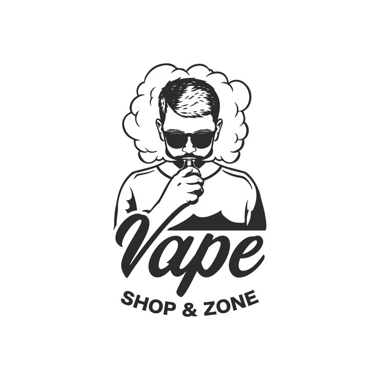 Vetor um homem com modelo de design de logotipo de loja de vapor de logotipo eletrônico de fumaça