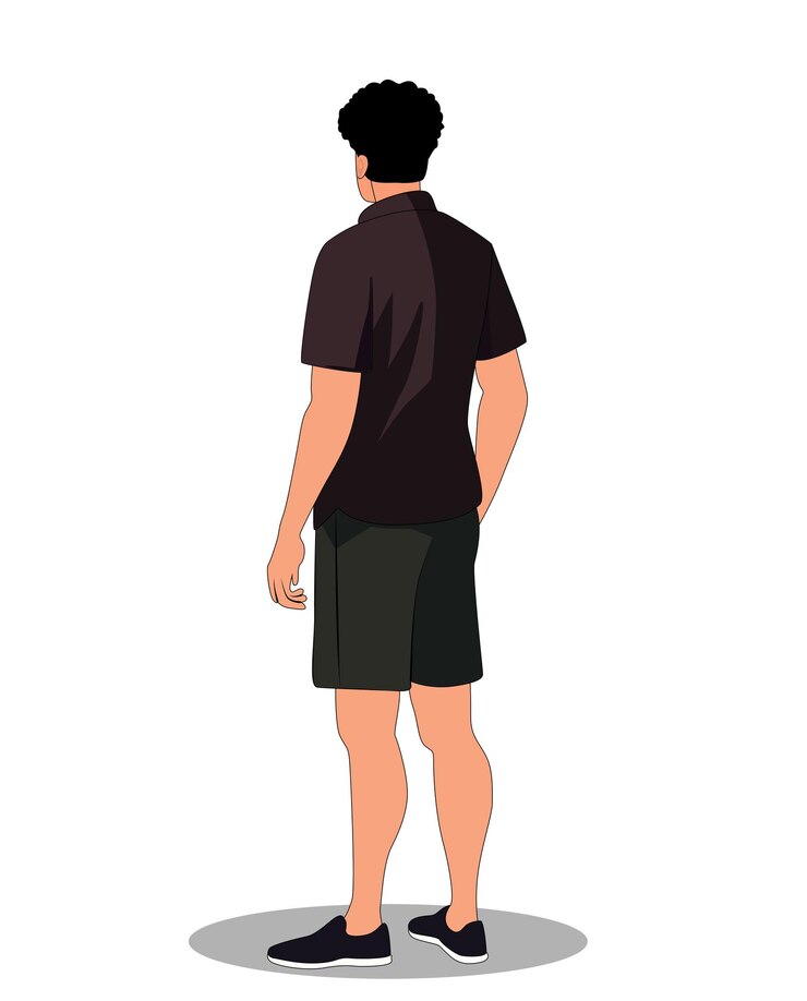 Vetor um homem da aldeia de volta três quartos pose desenho de personagens de desenho animado