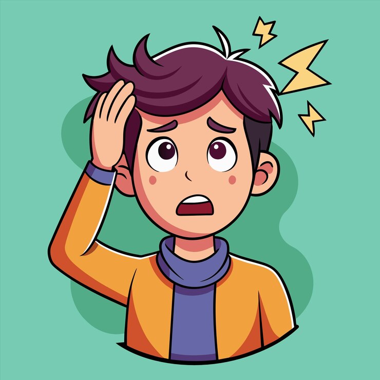 Vetor um homem de desenho animado com um cabelo ruim tem uma expressão ruim no rosto