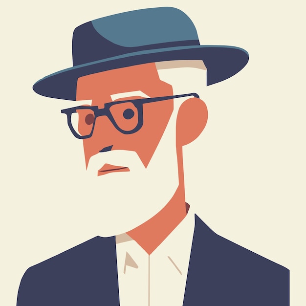 Um homem de moda usando um chapéu desenhando ilustração vetorial Generative Ai