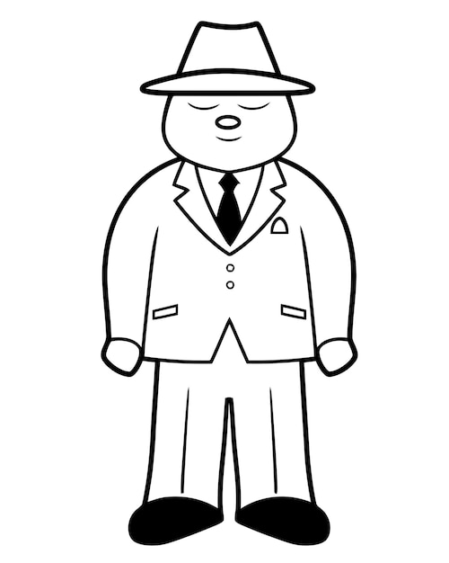 personagem de desenho animado para livro de colorir. um homem vestindo  chapéu e roupas casuais. ilustração vetorial 6828101 Vetor no Vecteezy