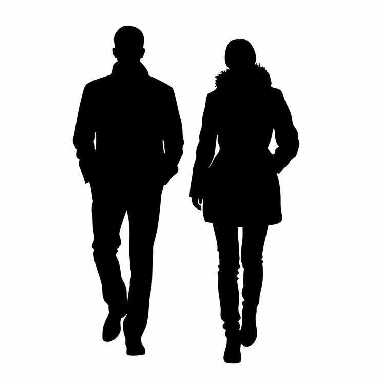 Vetor um homem e uma mulher estão de pé lado a lado.