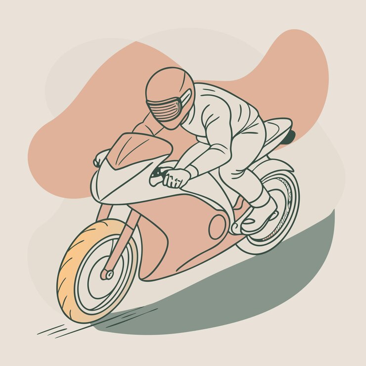 Vetor um homem em uma motocicleta com o número 17 em seu capacete