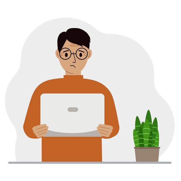 Um homem está segurando ou usando um computador portátil PC Conceito de tecnologia de computador portátil