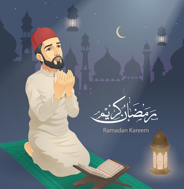 Um homem orando no Ramadã
