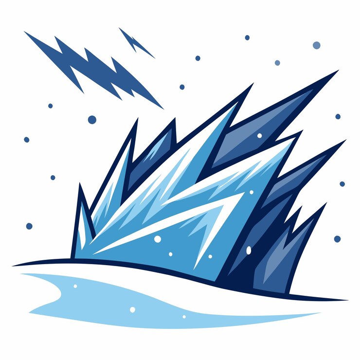Vetor um iceberg azul que tem um raio nele