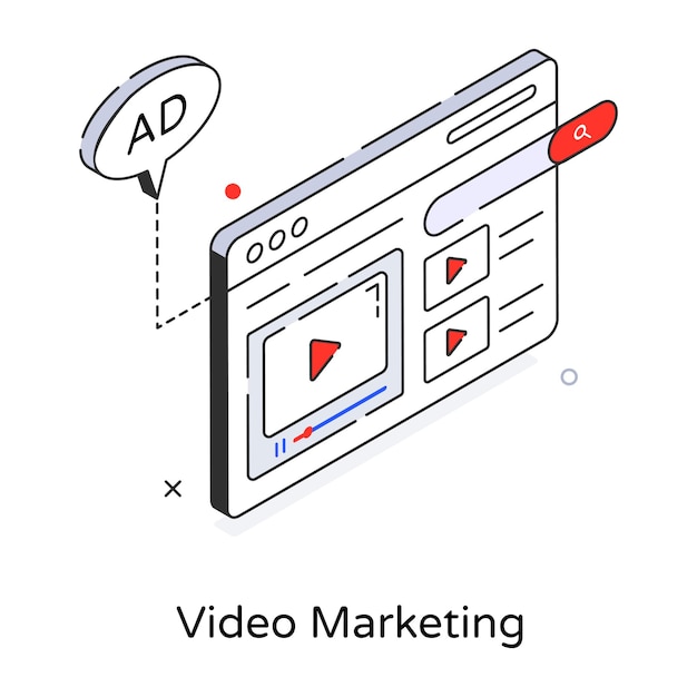 Um ícone 3d editável de marketing de vídeo