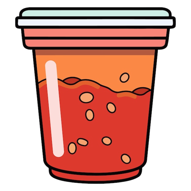 Vetor um ícone baseado em vetor de um recipiente com sobras de molho de pizza com um copo simples