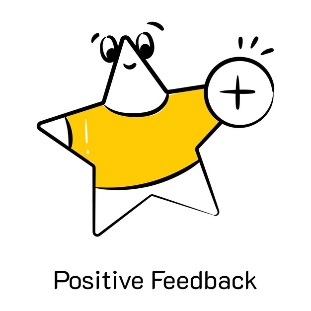 Um ícone cativante desenhado à mão de feedback positivo