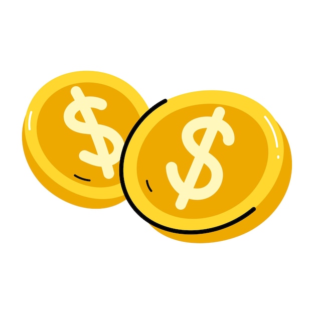 Vetor um ícone de adesivo plano de moedas de dólar
