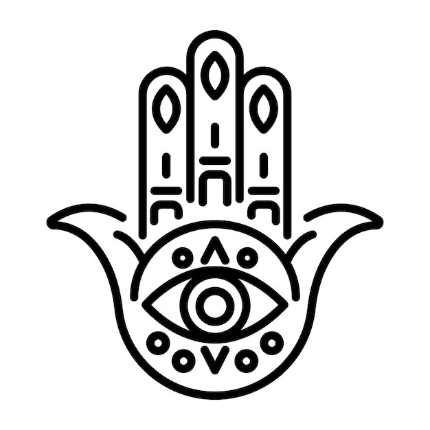 Um ícone de linha do símbolo da mão hamsa