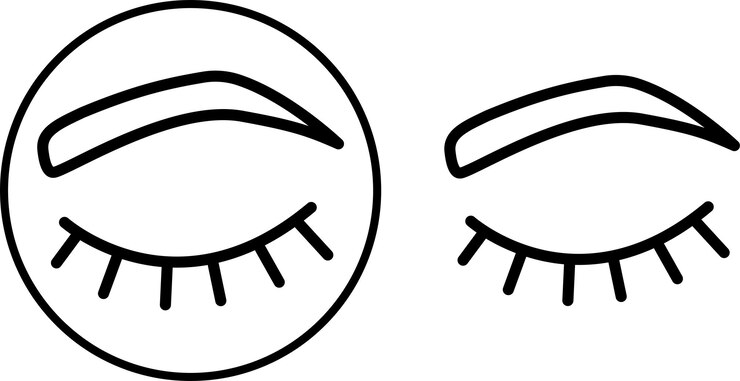 Vetor um ícone de olho fechado com sobrancelhas logotipo para um salão de beleza silhueta preta e branca com sobrancelhas fechadas