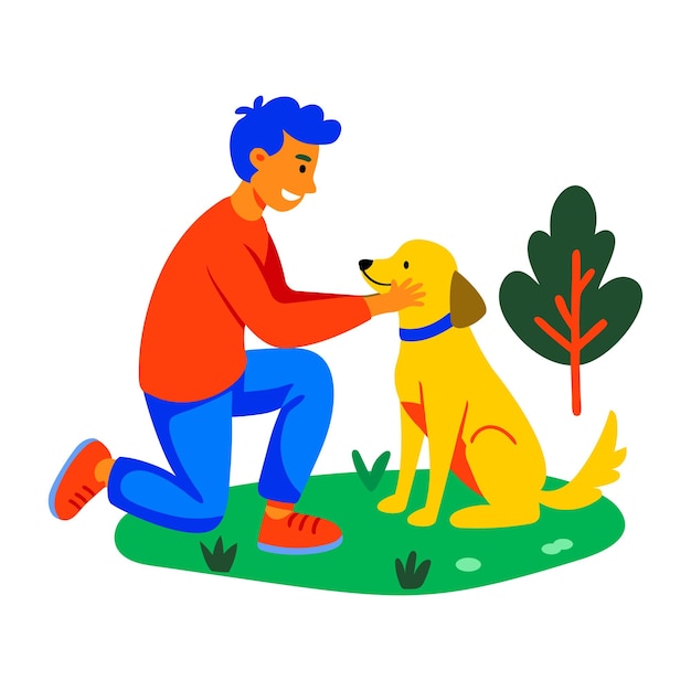 Um ícone de personagem plano de amante de animais