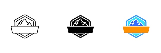 Um ícone de um escudo com um gráfico de montanha representando proteção de força e resistência Conjunto vetorial de ícones em estilos de linha pretos e coloridos isolados