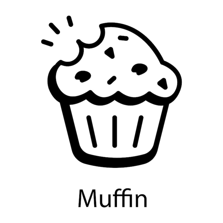 Vetor um ícone esboçado de um delicioso muffin