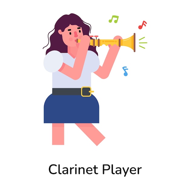 Vetor um ícone plano bem projetado de um clarinetista