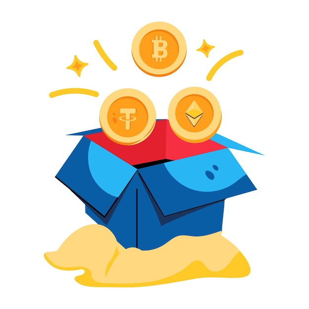 Um ícone plano de caixa criptográfica