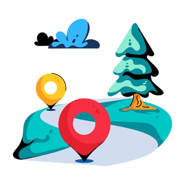 Um ícone plano editável do mapa de localização