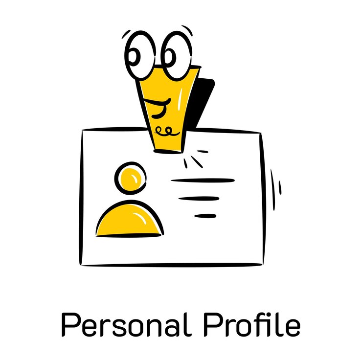 Vetor um ícone prático de perfil pessoal no estilo doodle