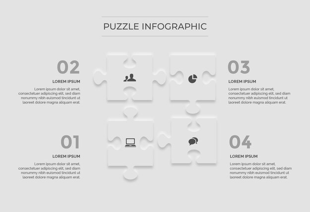 Vetor um infográfico de quebra-cabeça com 4 peças de quebra-cabeça