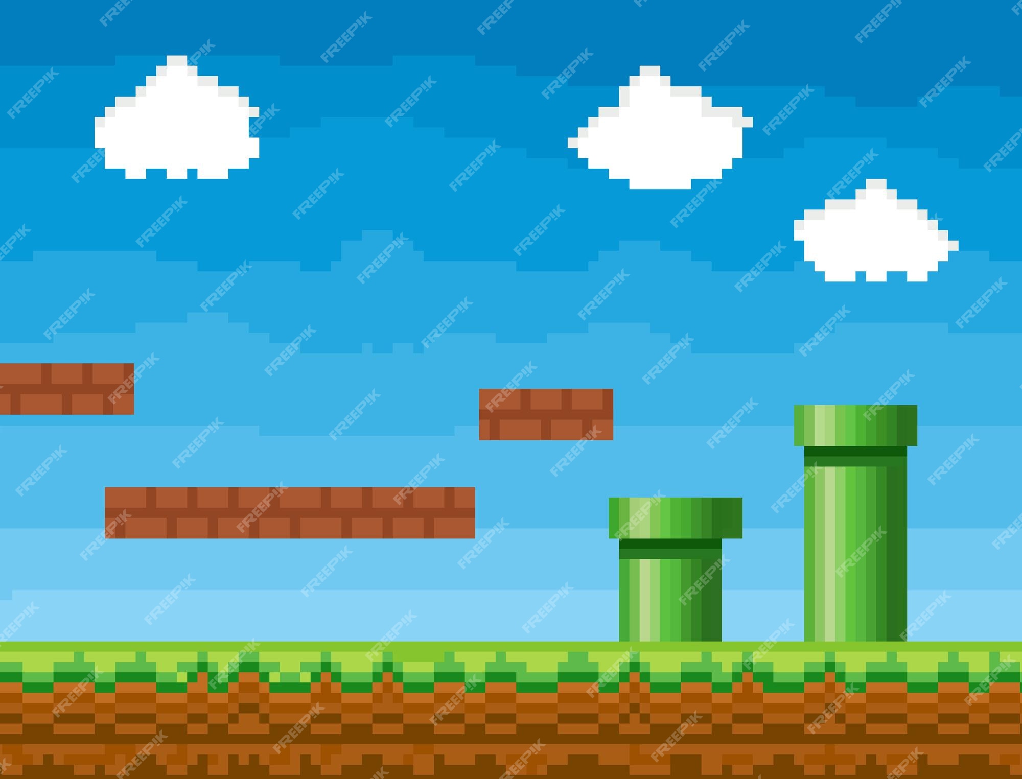 Um jogo estilo pixel art com super mario bros. plataforma de