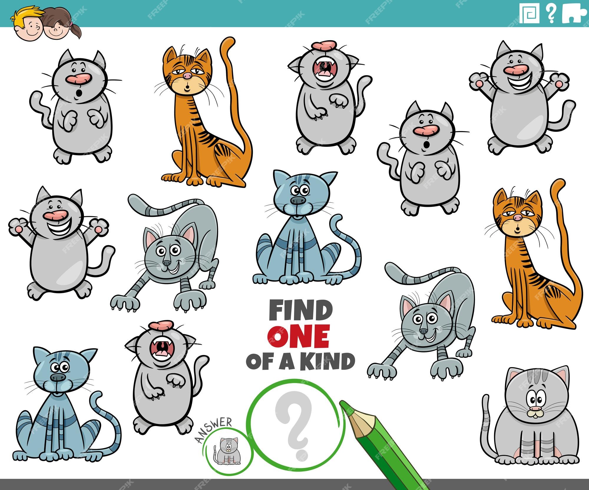 Jogo único Com Felinos De Desenhos Animados E Gatinhos Testam