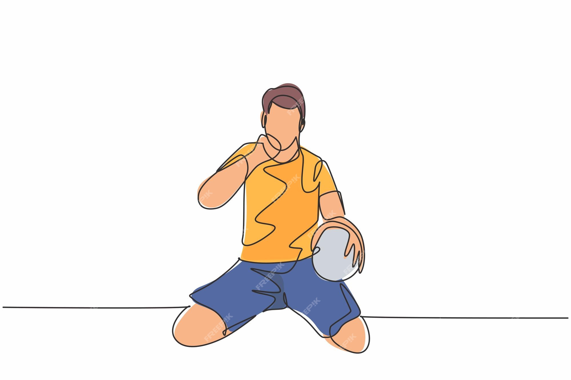 Um Desenho De Linha Contínua De Jovem Atacante De Futebol