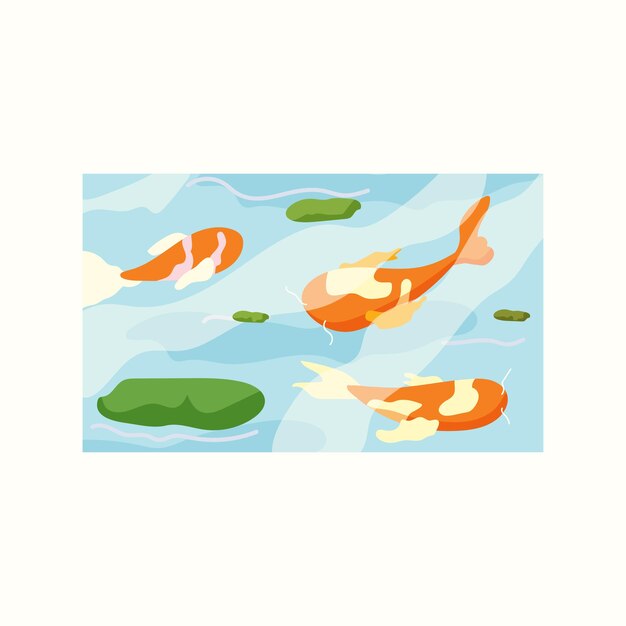 Um lago com lindos peixes. ilustração vetorial em estilo simples