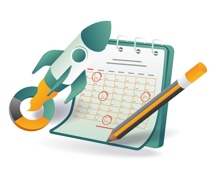 Vetor um lápis e uma caneta estão em um caderno com um lápis