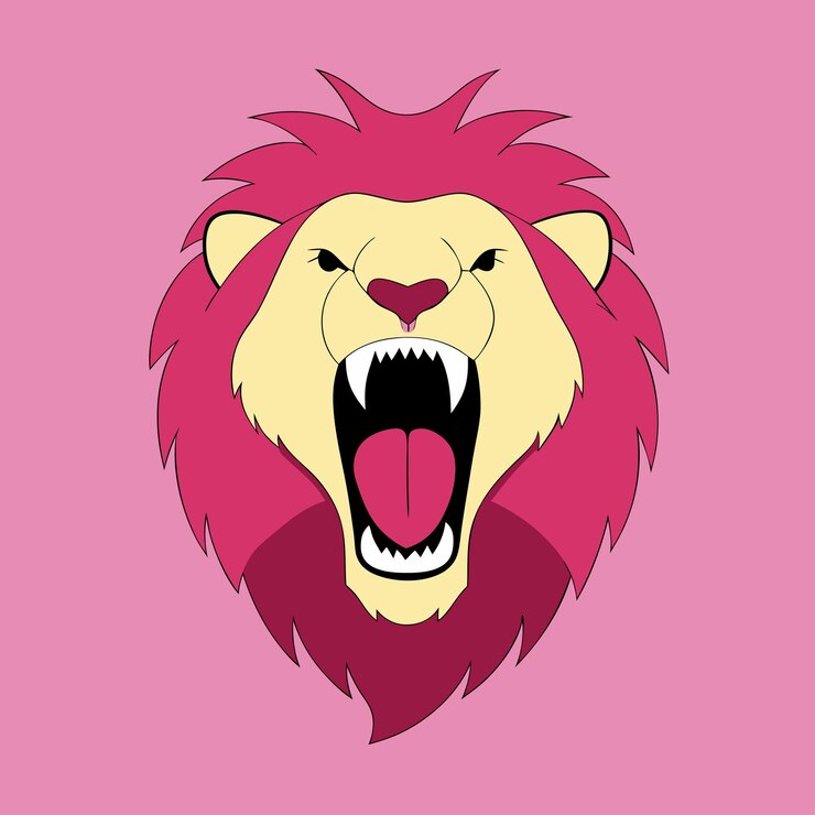Vetor um leão com um fundo rosa que dizyak