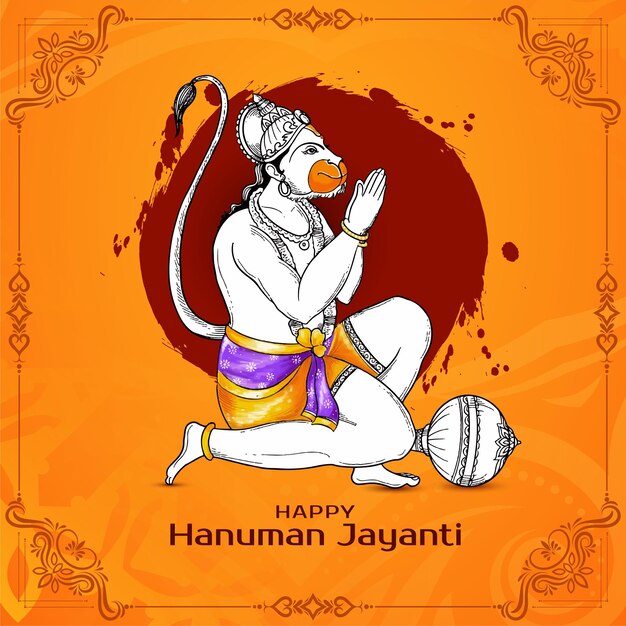 Um lindo cartão de saudação para o festival hindu de hanuman jayanti.