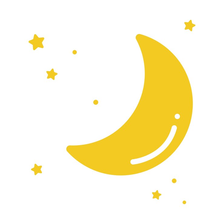 Vetor um lindo cenário de lua amarela com estrelas.